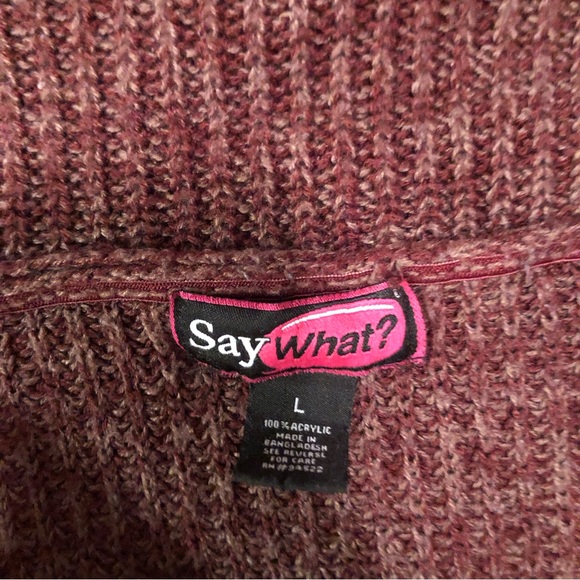 Say What Off the Shoulder Maroon Sweater - Picture 2 of 2